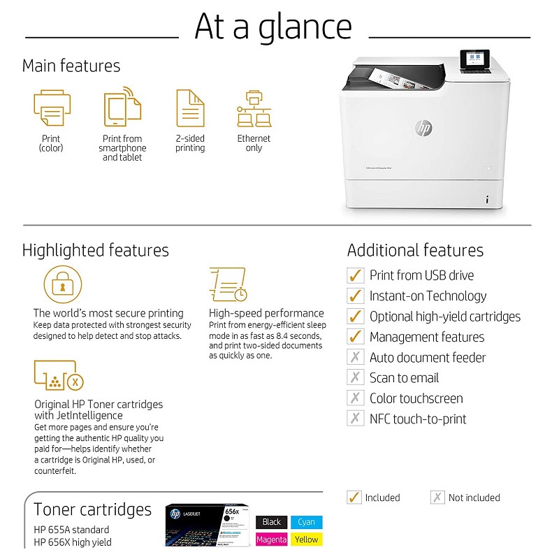 HP Color Laserjet Enterprise M652Dn – Printer – Color – Duplex – Laser - Image 2